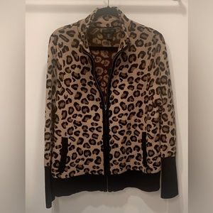 Rachel Zoe Zip Up Leopard Sweater